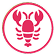 a pink lobster in a circle